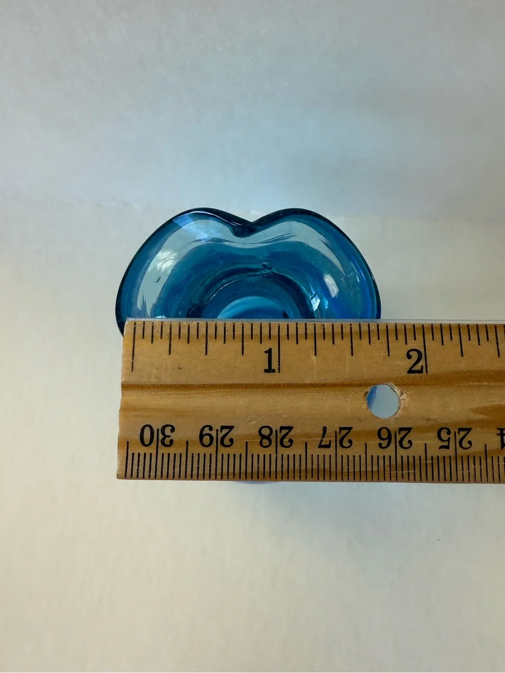 Vintage Blue Crackle Glass Bud Vase Ruffle Rim. - Picture 9 of 10